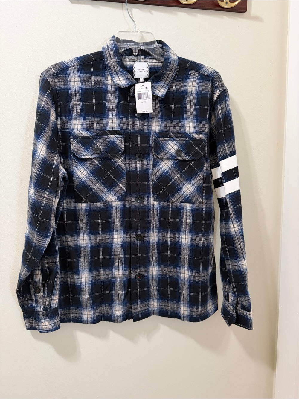 Joe’s Men’s Blue & Black Plaid Button-Up Shirt Jacket Size XL